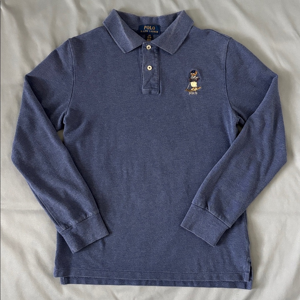 Ralph Lauren Polo Bear Ski Mesh Sweater  Size 14-16/L 100% Cotton